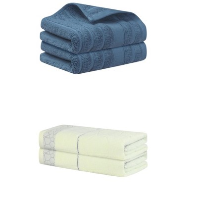 REGALWOVEN Bathroom Gym SPA Cotton Soft Absorbent Bath Hands Towel Set 2 Pcs