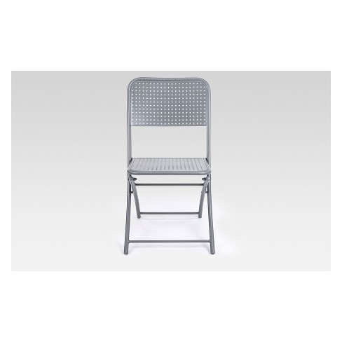 Metal Punch Folding Patio Bistro Chair Silver Project 62