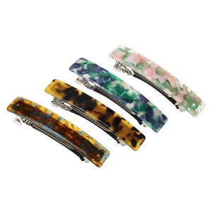 Unique Bargains Women's Tortoise Shell French Hair Barrettes 4 Pcs - 1 of 4