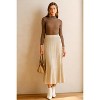 Women's Wool Blend A-Line Long Skirt with Wide Elastic Waistband & Flow Pleats - 3 of 4