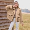 Women's Chic Camel Oversized Coat with Contrast Stitching - Cupshe - 4 of 4