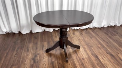 Transitional Round White Wood Extendable Dining Table