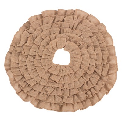 Natural Jute Ruffled Christmas Tree Skirt with Button Closure, 84"