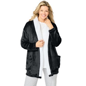 Dreams & Co. High Pile Fleece Lined Collar Microfleece Bed Jacket - 1 of 4