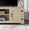 CAVINAS Farmhouse TV Stand Rattan TV Stand with 2 Storage Shelves Media Console for TVs up to 70 Inches - 4 of 4