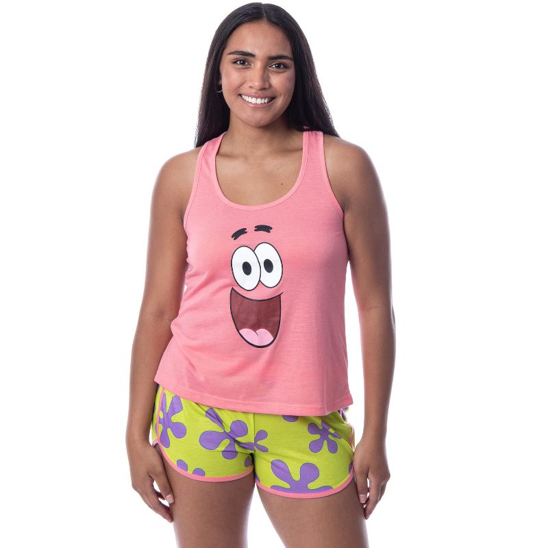 Nickelodeon SpongeBob SquarePants Womens' Patrick Tank Pajama Short Set Pink, 1 of 5