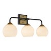 ALOADECOR 3-Light W22" Modern Elegant Brass And Black Bathrooom Vanity Light with Round Milk White Glass Shades - 3 of 4