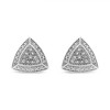 Haus of Brilliance Silver Diamond-Accented Trillion Shaped 4-Stone Halo-Style Stud Earrings - 2 of 4