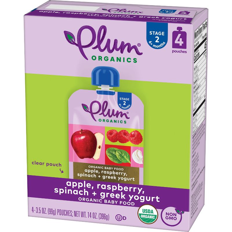 Plum Organics Baby Food Stage 2 - Apple Raspberry Spinach Greek Yogurt - 3.5oz, 5 of 15