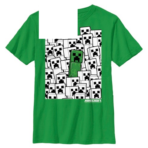 Green minecraft t-shirt with a creeper face design