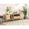 XIYUYEU Rattan-Inspired TV Stand for 80 Inch TV with 2 Cabinets and 2 Open Shelves,TV Entertainment Center for Living Room - 2 of 4