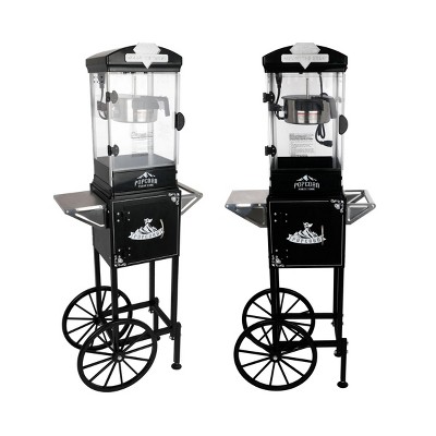 INFURNIC Popcorn Poppers Popcorn Machine with Cart 10 Oz Kettle Portable Movie Theater Popcorn Maker with Storage, Black, 20.87"*11.81"*51.18"