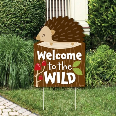 Big Dot of Happiness Forest Hedgehogs - Party Decorations - Woodland Birthday Party or Baby Shower Welcome Yard Sign