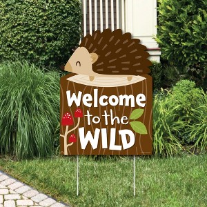 Big Dot of Happiness Forest Hedgehogs - Party Decorations - Woodland Birthday Party or Baby Shower Welcome Yard Sign - 1 of 4