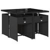 vidaXL 5 Piece Patio Dining Set with Cushions Black and Cream Poly Rattan - Glass - 4 Items - 3 of 4