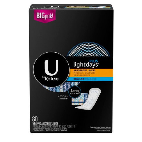 U By Kotex Lightdays Regular Unscented Liners 80ct Target