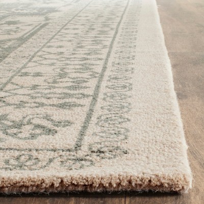 Mint and Ivory Hand-Tufted Wool Rectangular Area Rug, 3' x 5'