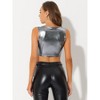 INSPIRE CHIC Women's Metallic Sleeveless Cut Out Party Holographic Crop Tank Tops - 3 of 4