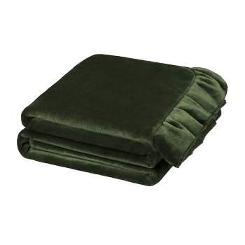 PiccoCasa Flannel Fleece Luxury Sofa with Ruffle Trim Lightweight Plush Microfiber Solid Blanket