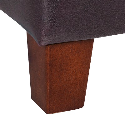 Brown Faux Leather Tufted Storage Ottoman with Hinged Lid
