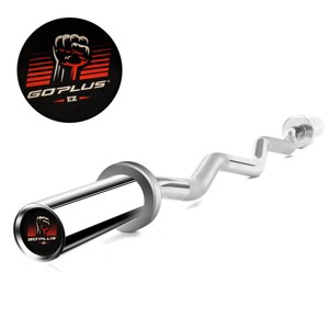 Costway 48''Chrome Steel Olympic EZ Curl Bar 28mm Grip Home Gym Fitness Equipment Silver - 1 of 4