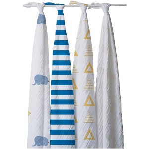 Pure Fiber Kid's Ella Cotton Elephants Swaddle Set - 1 of 1