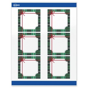 Avery Labels, 3" x 3", Silver-Green Plaid, Glossy, 60ct - 1 of 4