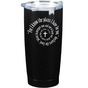 Dicksons SSTUMB-65 Midnight Black 20 ounce Stainless Steel Metal Travel Tumbler, For I Know The Plans I Have For You - 1 of 3