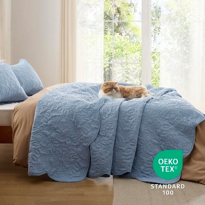 Комплект постельного белья Bedsure Queen из 3 предметов, стёганый, Mineral Blue — фото 4