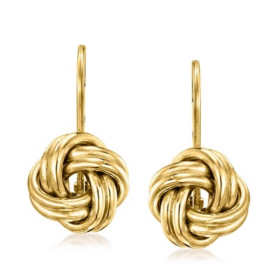 Ross-Simons Italian 10kt Yellow Gold Love Knot Drop Earrings