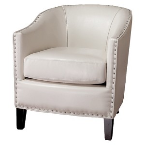 Austin Ivory Leather Club Chair - White - Christopher Knight Home