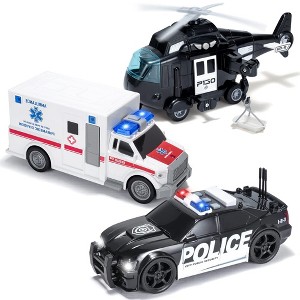 Toddler Truck Toys for 3 4 5 6 7 Year Old Boys - Police Car Toy Set, Emergency Vehicle Playset, Kids Toys Cars with Lights and Sounds for Boys Girls - 1 of 4