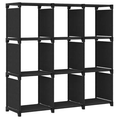 vidaXL 9-Cube Display Shelf in Black - Multifunctional Storage Rack with Steel Frame and Fabric Shelves - Ideal for Home Organization