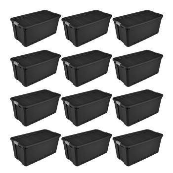 Sterilite 50 Gallon Tote Box Plastic, Titanium, Set of 4 storage