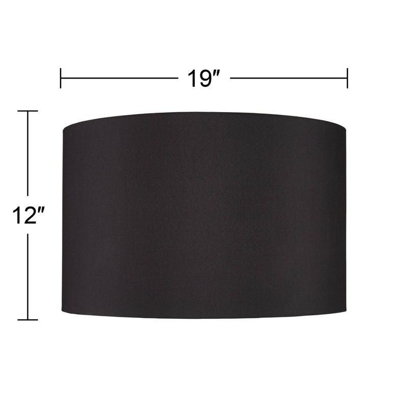 Springcrest Black Faux Silk Large Drum Lamp Shade 19" Top x 19" Bottom x 12" Slant x 12" High (Spider) Replacement with Harp and Finial, 5 of 8