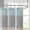 SEVOBAL Shower Curtain Faux Silk with Pintucked Detailing and Colorblock Design for Stylish Bathroom Decor, Blue, 72"*72"*0.13" - 3 of 4