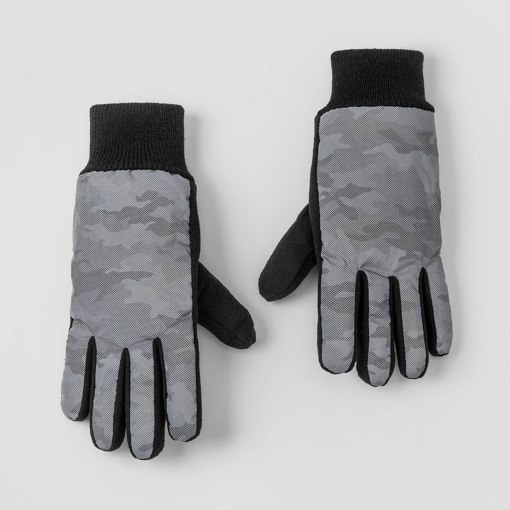 Boys' Camo Gloves - Cat & Jack Gray 8-16