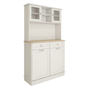 GlasFlength Decorative Storage Cabinets with Hidden Trash Can and Storage, for Kitchen, Dinning Room, Living Room, White, 39.37"*13.78"*67.72" - 1 of 4