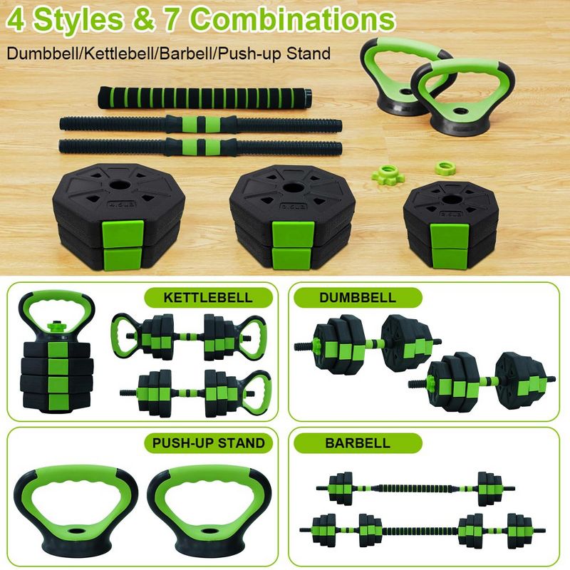 Adjustable Dumbbell Set, 44LBS Free Weights Set with Dumbbell, Barbell, Kettlebell and Push-up Options, Non-Slip Grip, Home Gym Fitness Equipment, 4 of 8