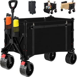 Heavy Duty Collapsible Folding Wagon Cart, Foldable Wagon with All-Terrain Wheels, Portable Utility Cart for Grocery, Garden, Shopping - 1 of 4