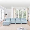 ModernLuxe Chenille Fabric Sofa with Ottoman & Lumbar Pillows, Ergonomic Sofa Couch for Living Room/Bedroom, Beige/Sky Blue/Green (2-4 Seats) - 3 of 4