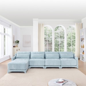 Christopher Knight Home Cara 142" Chenille Upholstered L-Shape Sectional Sofa - 1 of 4