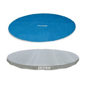 Intex 18' Round Easy Set Vinyl Solar Cover Bundled with 18' Deluxe Debris Pool Cover for Intex Above Ground Swimming Pools, Pool Cover Accessory Only - 1 of 4