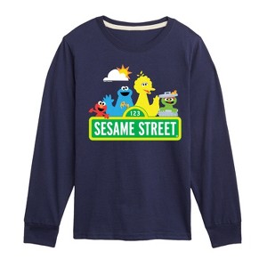Boys' - Sesame Street - Big Bird Cookie Monster Elmo Oscar Long Sleeve Graphic T-Shirt - 1 of 3