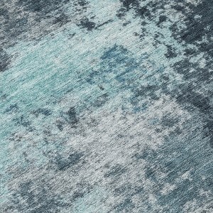 HomeRoots 10' X 14' Teal Blue And Navy Blue Abstract Washable Indoor Outdoor Area Rug - 1 of 3