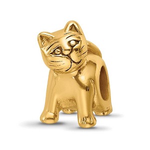 Black Bow Jewelry Cute Kitten Bead Charm in 14k Yellow Gold Plated Sterling Silver - 1 of 4