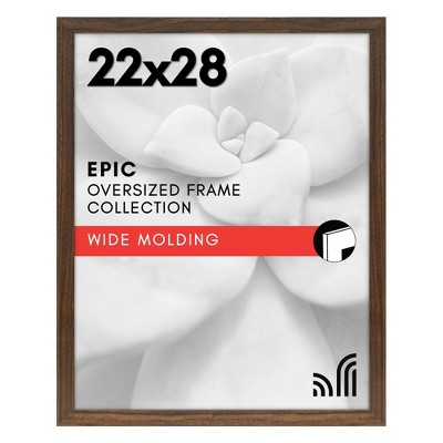 Americanflat 22x28 Poster Frame with Polished Plexiglass - Wide Picture Frames Made of Engineered Wood - Epic - Mahogany
