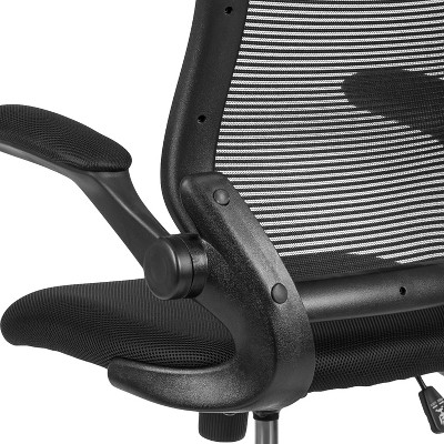 Ergonomic Mid-Back Mesh Drafting Chair with Adjustable Arms, Black