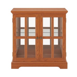 FONTOI Vintage Curio Display Cabinet, Antique Showcase with Adjustable Shelves for Collections, for Home or Office, Dark Oak, 15.75"*32.09"*30.32" - 1 of 4