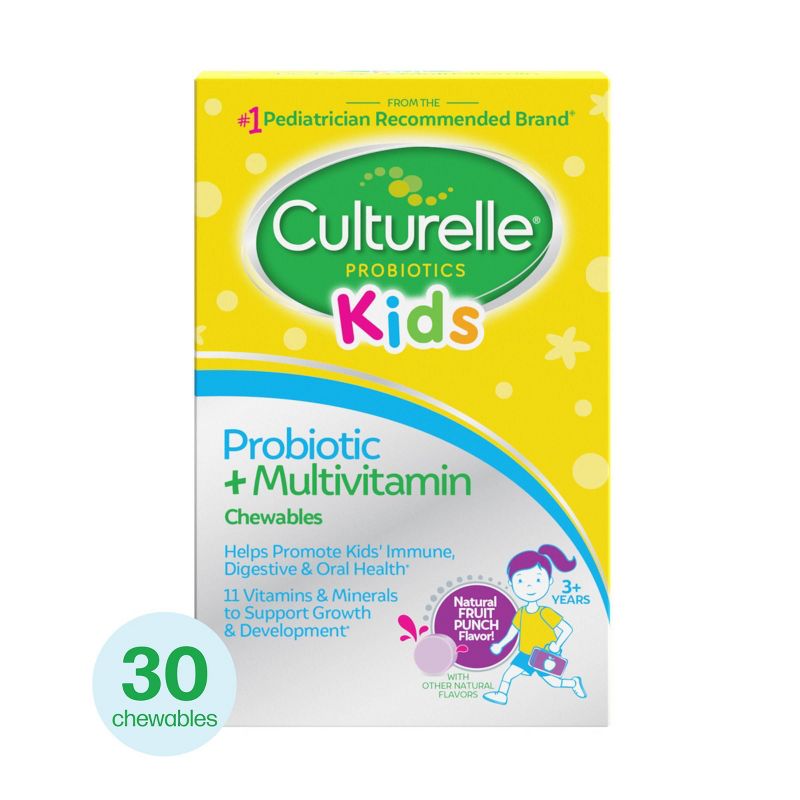 Culturelle Kids Daily Probiotic Plus Multivitamin Vegan Chewable for Oral Health, Digestive and Immune Support - Fruit Punch - 30ct, 1 of 10